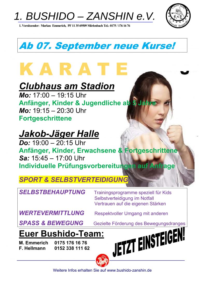Neue Anfängerkurse ab 07. September 2026